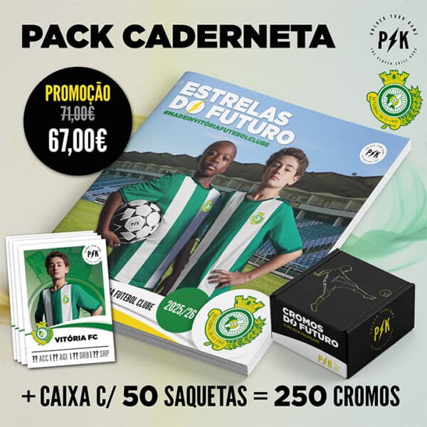 PACK Caderneta + Caixa 50 saquetas Vitória FC